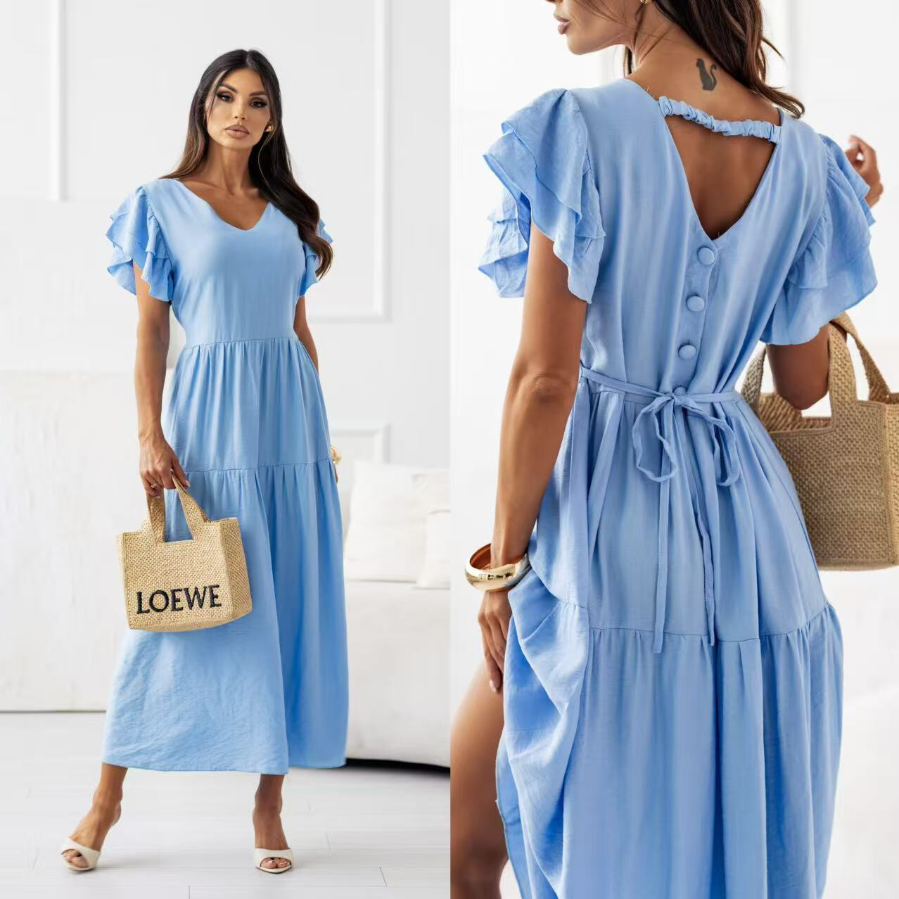 Wholesaler Rosy Days - Long dress with buttons and attach to the back