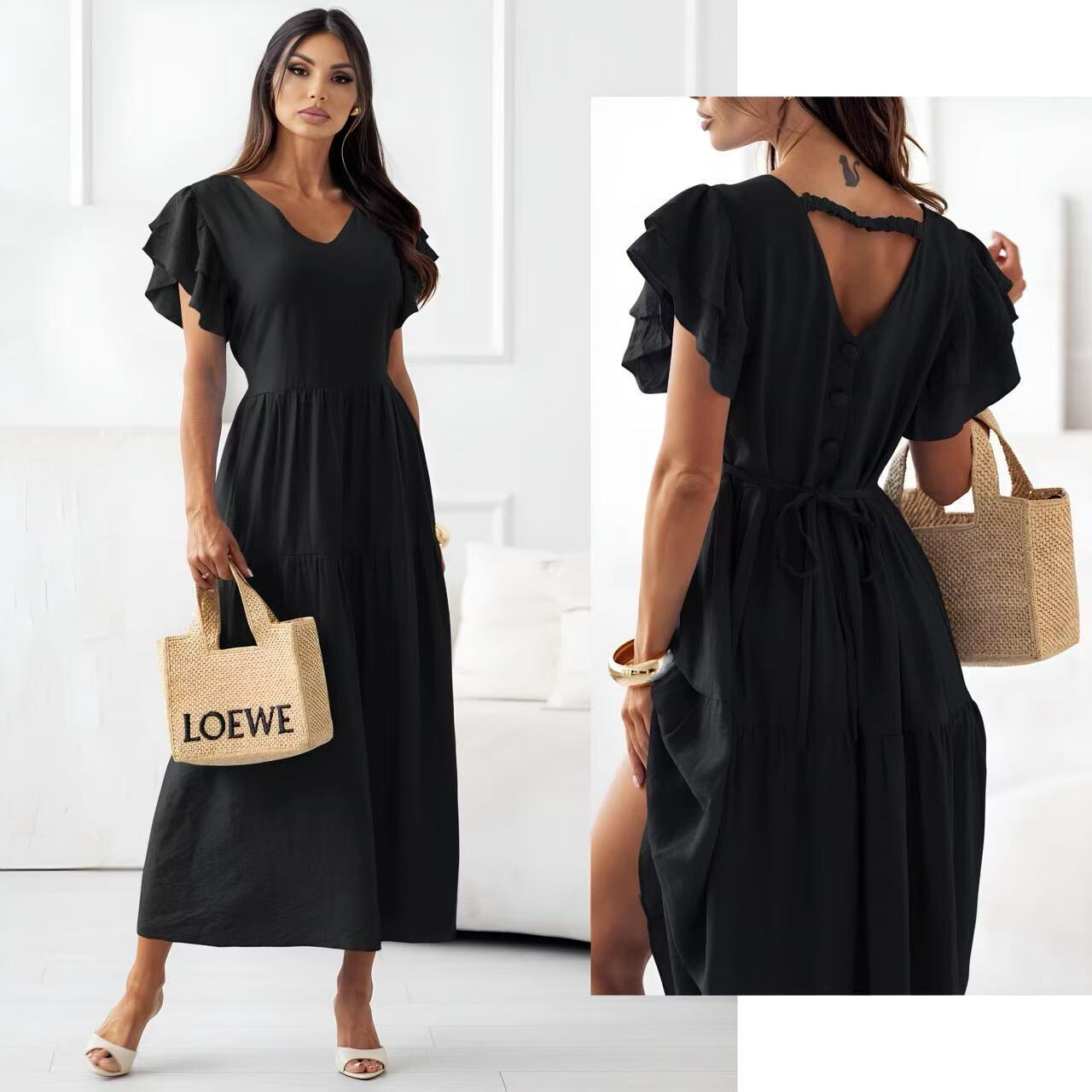 Wholesaler Rosy Days - Long dress with buttons and attach to the back