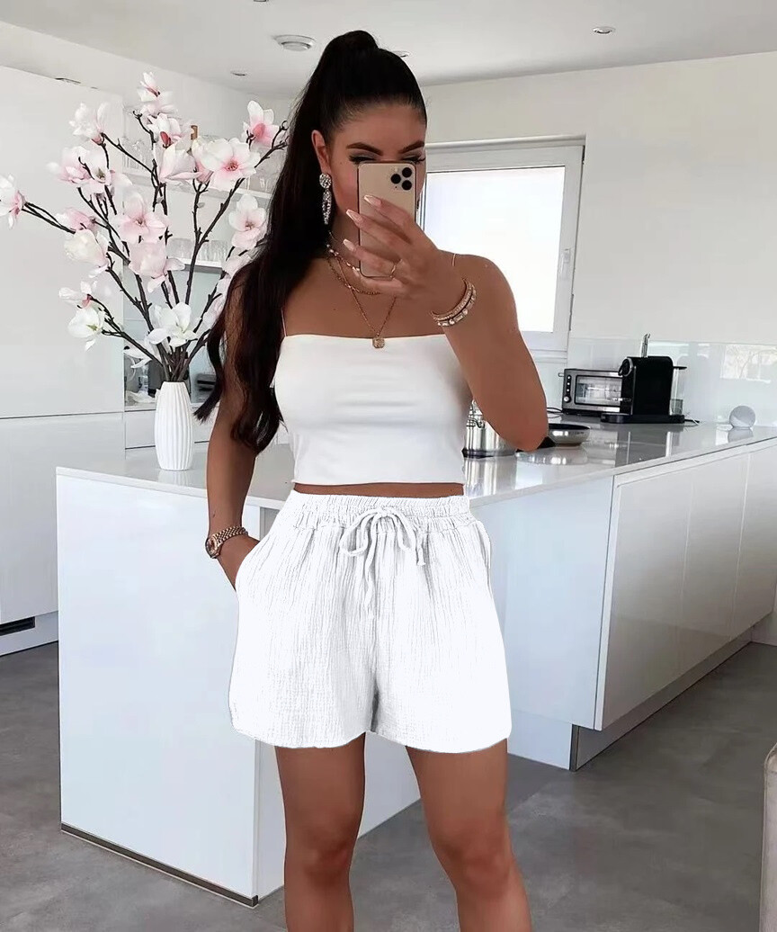 Großhändler Rosy Days - Baumwoll-Gaze-Shorts mit funktionalen Taschen