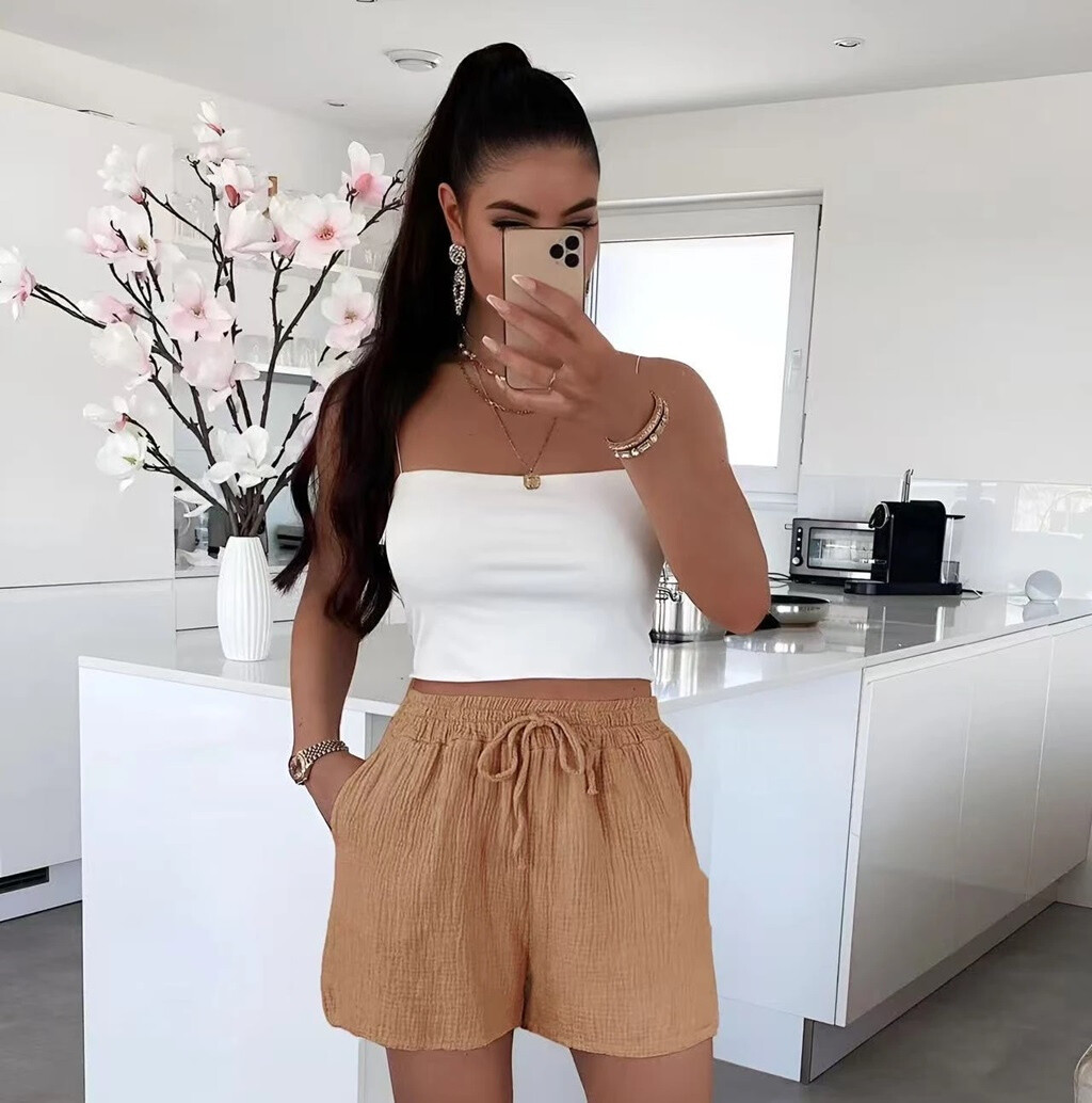 Wholesaler Rosy Days - Cotton Gauze Shorts with Functional Pockets