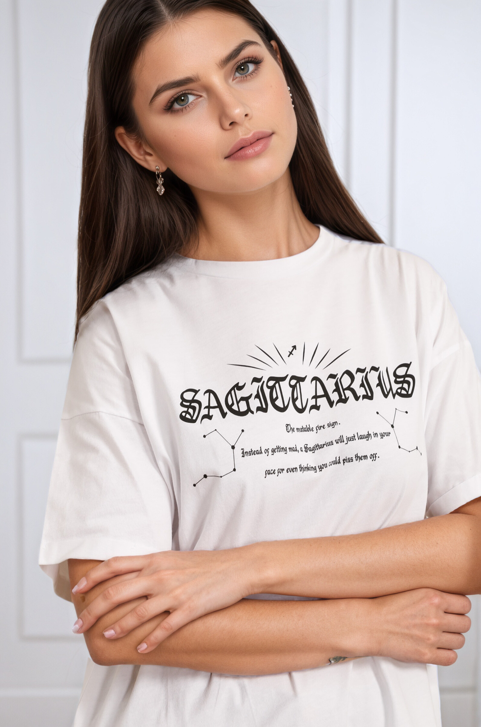 Wholesaler Rosy Days - Oversized Cotton T-shirt with Astrological Signs in English
