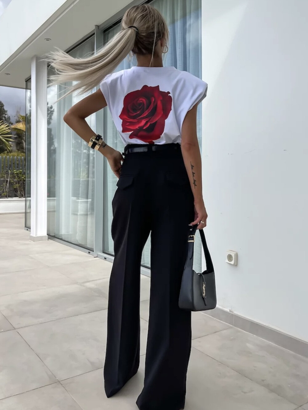 Mayorista Rosy Days - Camiseta de algodón con hombro impreso en la parte posterior