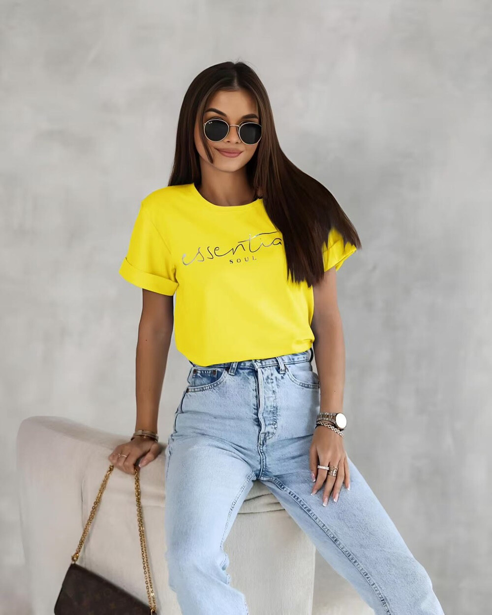 Grossista Rosy Days - Top -cotton Tshirt con iscrizione essenziale per l'anima
