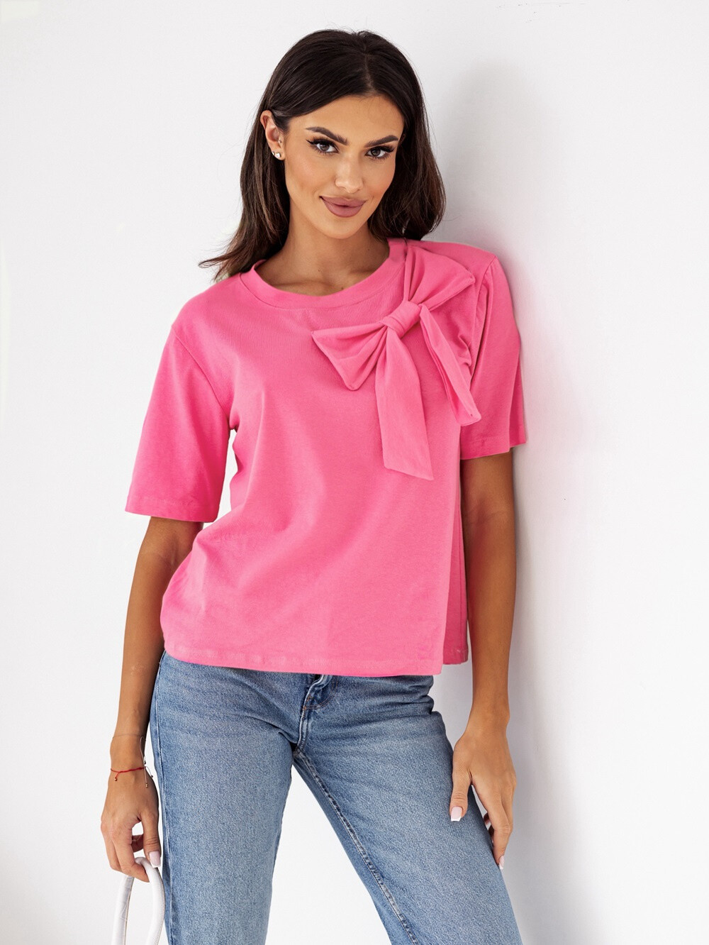 Grossiste Rosy Days - Tshirt en coton à détails noeud