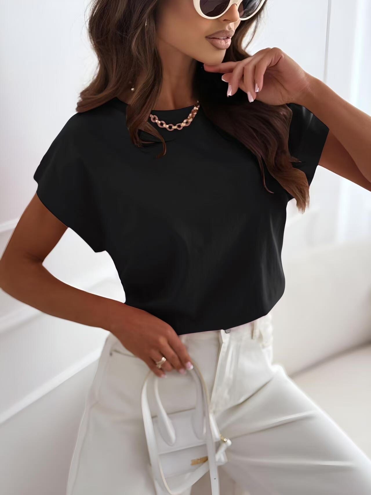 Mayorista ROSYDAYS - Camiseta Básica Clásica de Algodón con Cuello Redondo