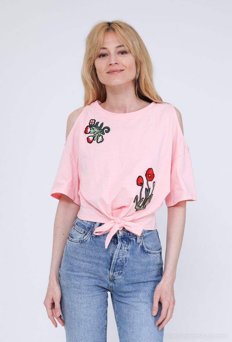 Wholesaler Rosy Days - Off-the-shoulder floral top
