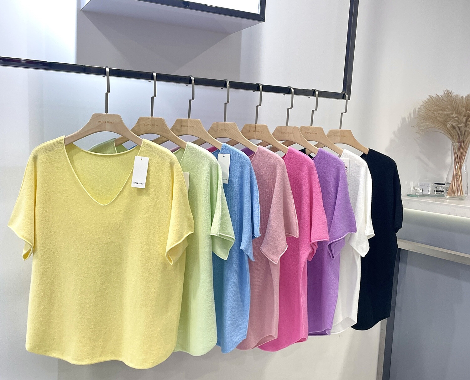 T -shirt V -neck in single basic mesh - Blazing Yellow - 4 - large format