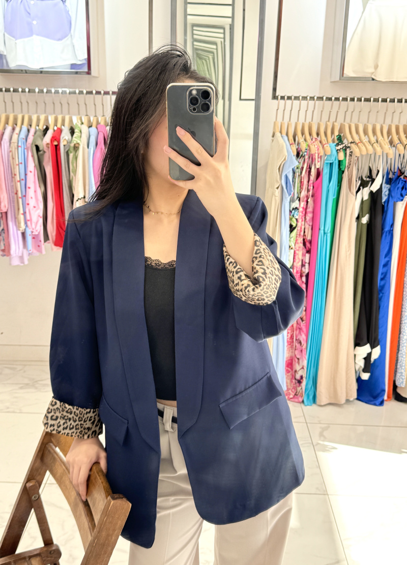 Mayorista Rosy Days - Blazer de forro de motivo de leopardo