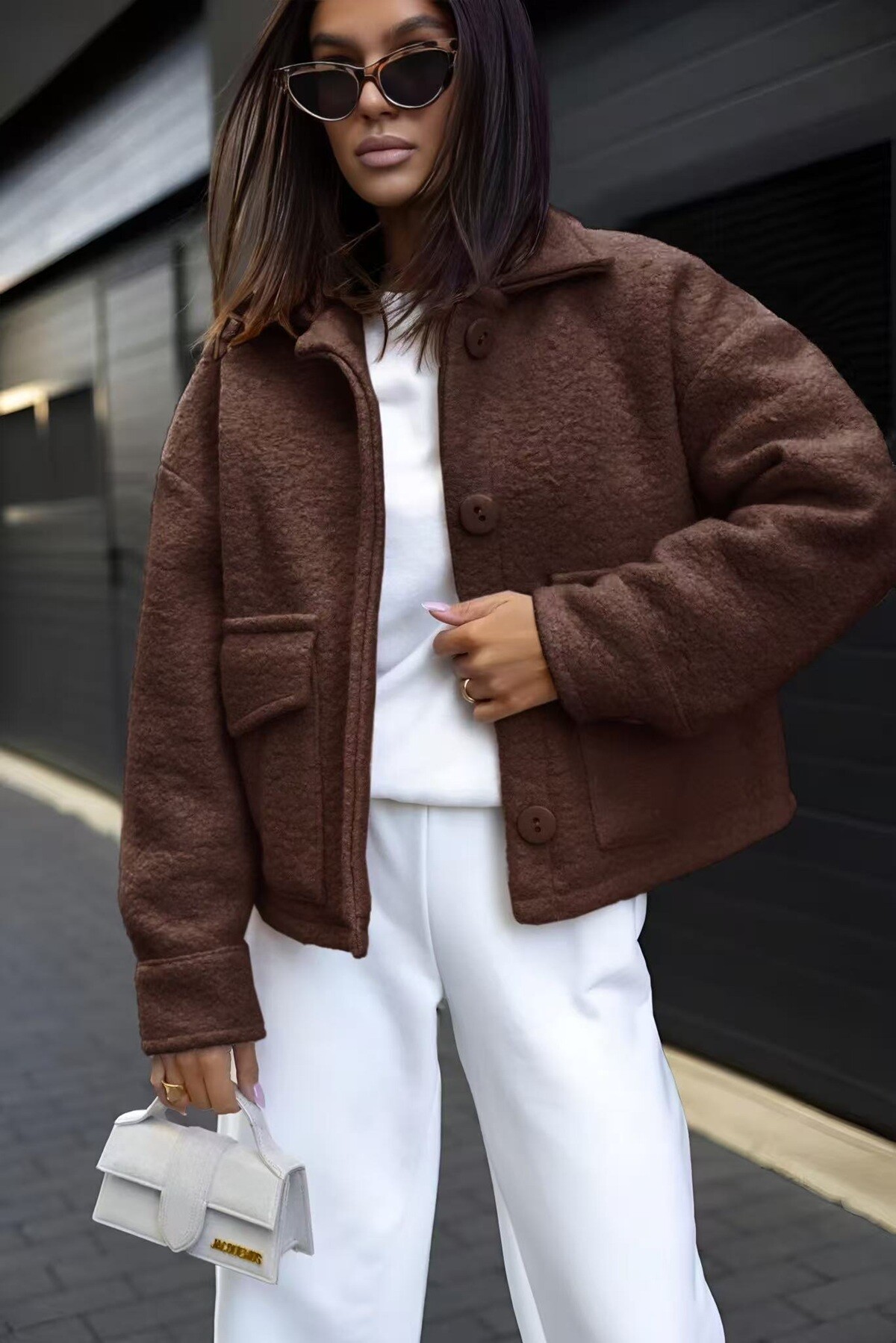 Grossiste ROSYDAYS - Veste Effet Bouclé Moumoute Avec Poches Fonctionnelles
