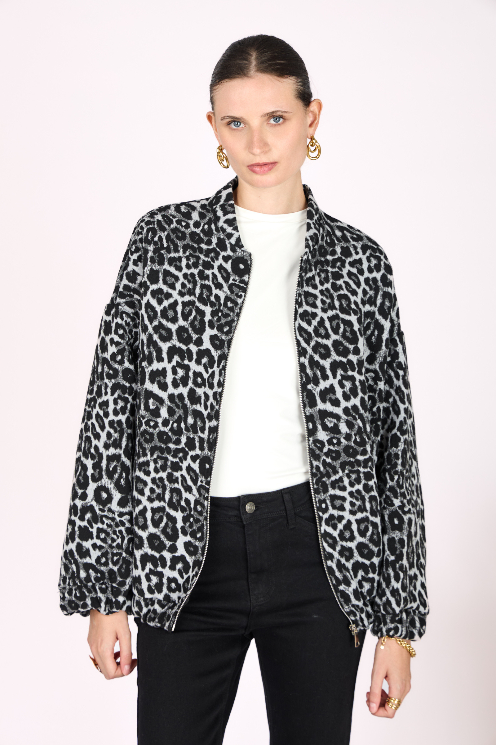 Grossiste ROSYDAYS - Veste Oversize à Imprimé Léopard En Coton