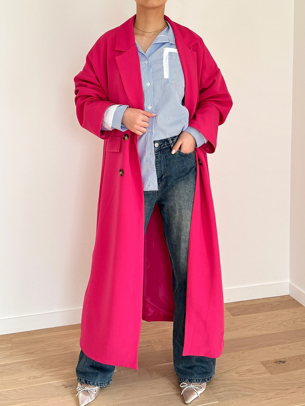 Wholesaler Rosy Days - Long long sleeve trench coat oversized long sleeve