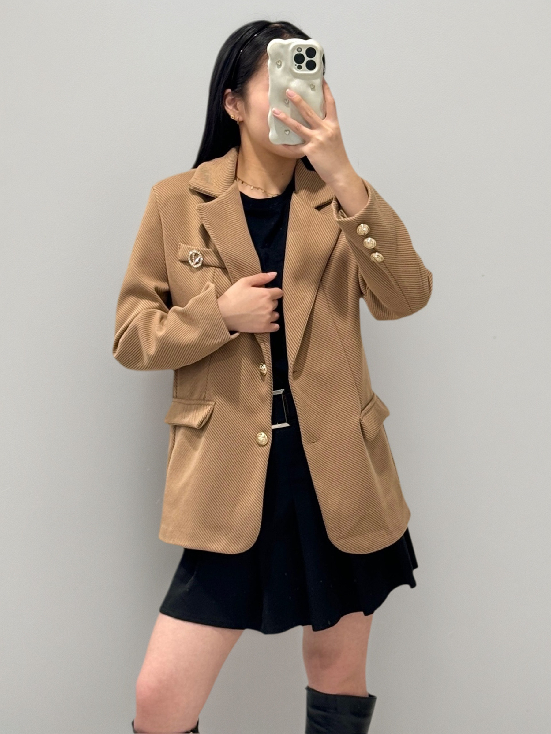 Grossiste ROSYDAYS - Veste Blazer Doublure Côtelé Avec Broche V