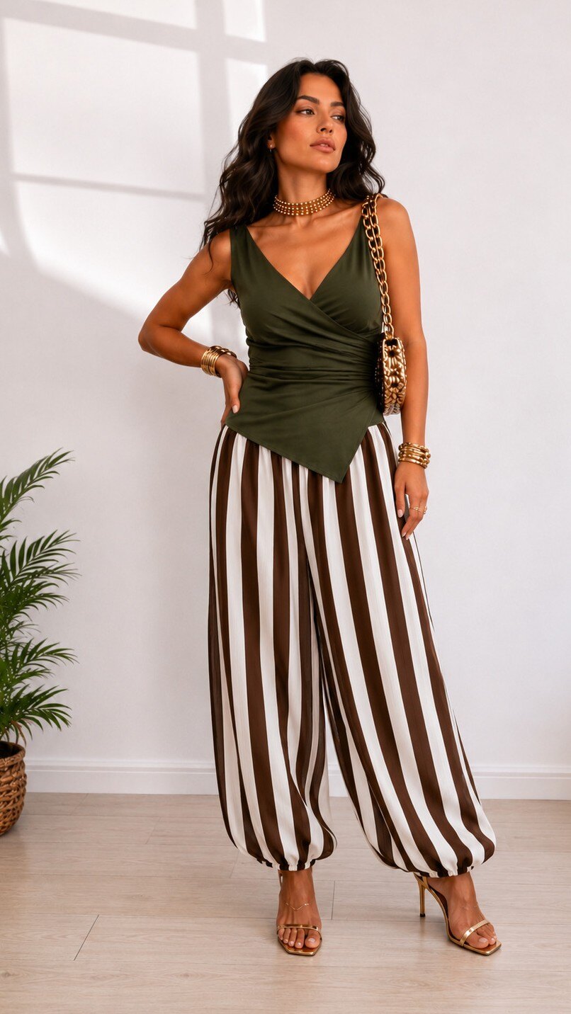 Mayorista ROSYDAYS - Pantalón Globo a Rayas de Moda