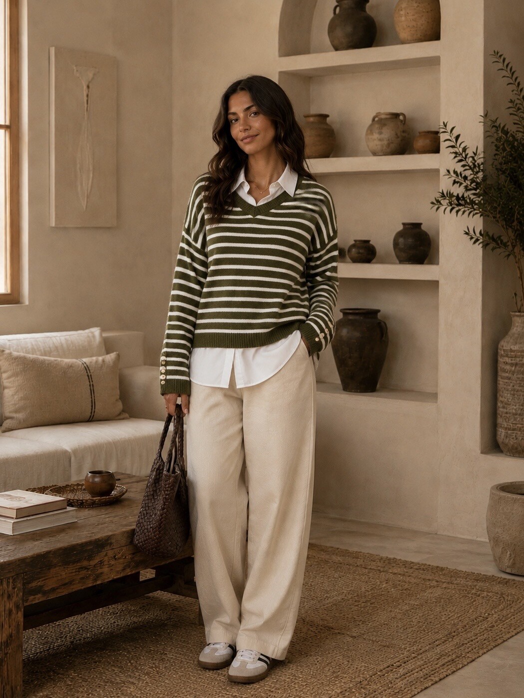 Mayorista ROSYDAYS - Jersey a Rayas con Camisa de Botones Dorados