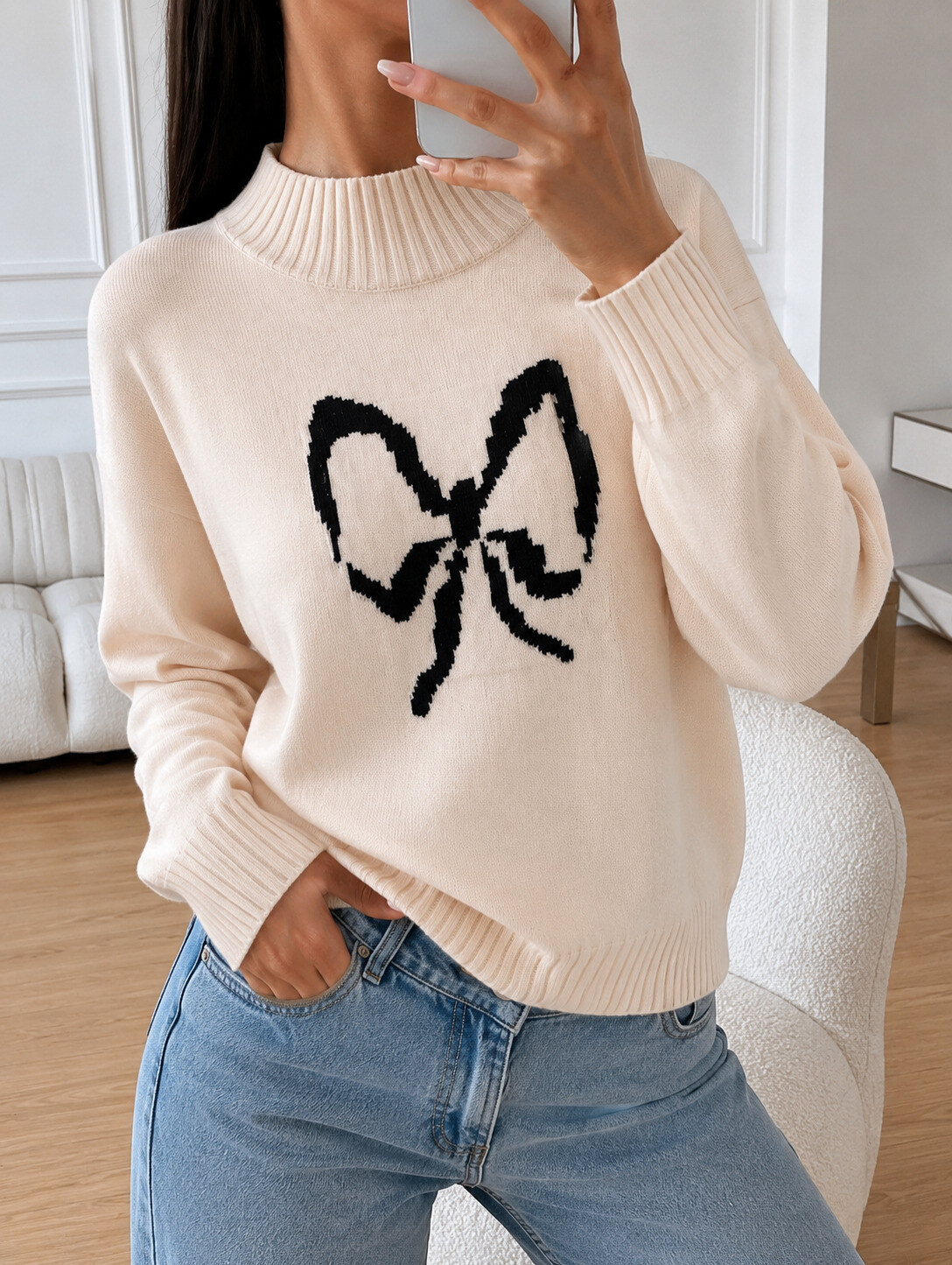 Großhändler ROSYDAYS - Trendiger Strickpullover mit Fliege