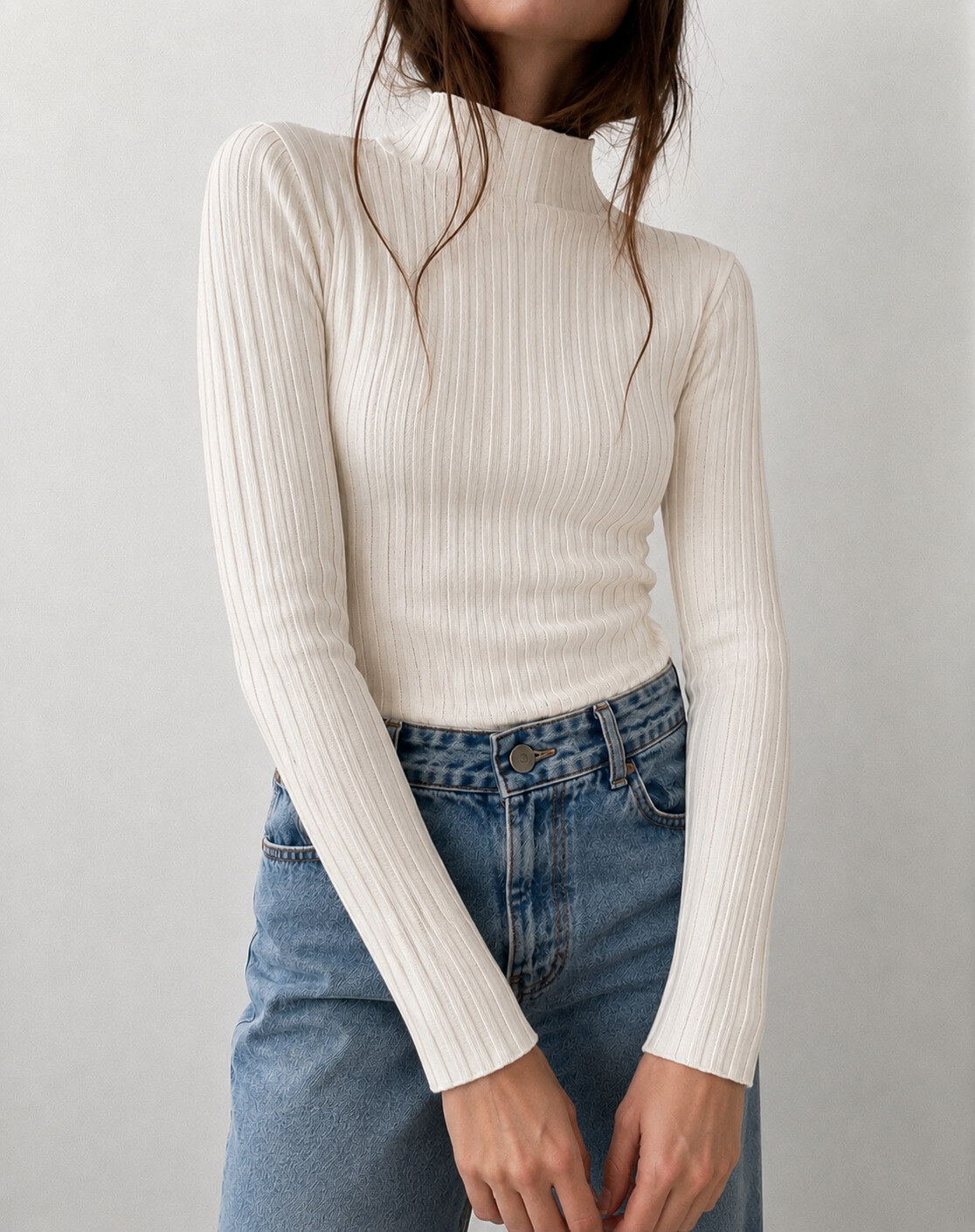 Großhändler ROSYDAYS - Basic Gerippter Rollkragenpullover