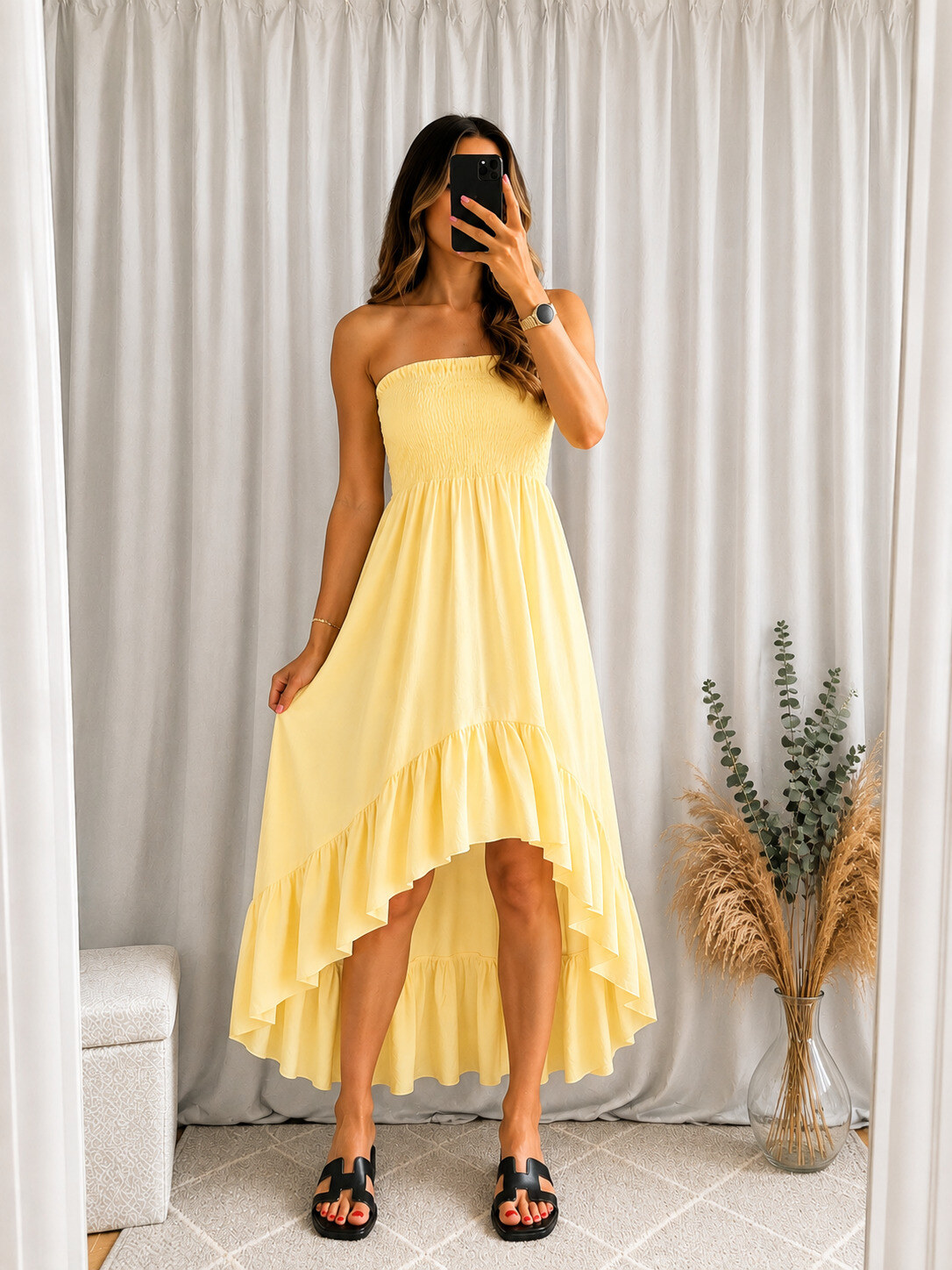Mayorista ROSYDAYS - Vestido Bustier Asimétrico de Viscosa