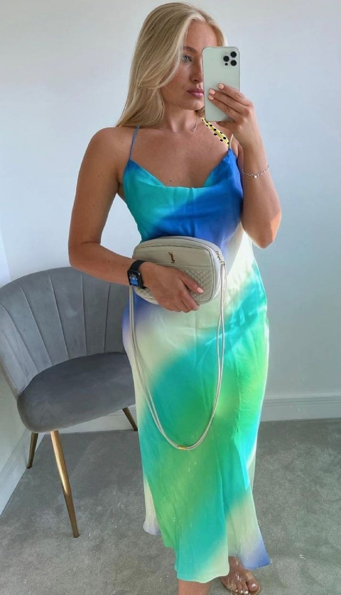 Mayorista ROSYDAYS - Vestido de Satén Tie-Dye con Abertura