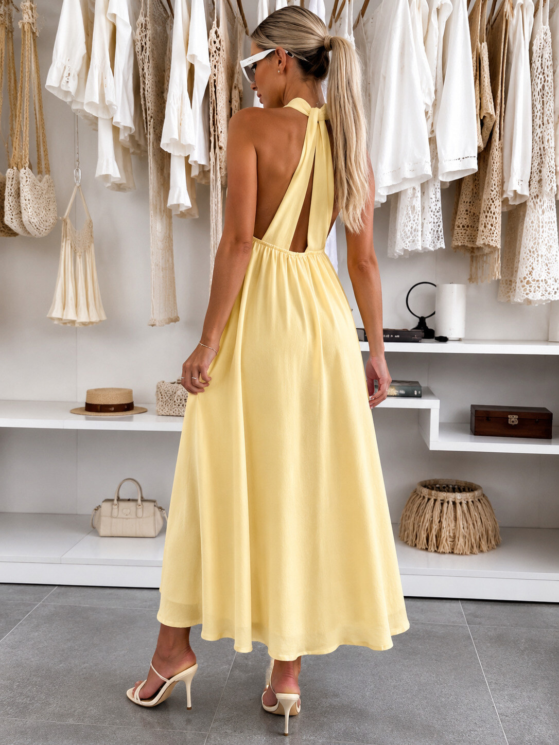Mayorista ROSYDAYS - Vestido Largo Fluido con Espalda Cruzada