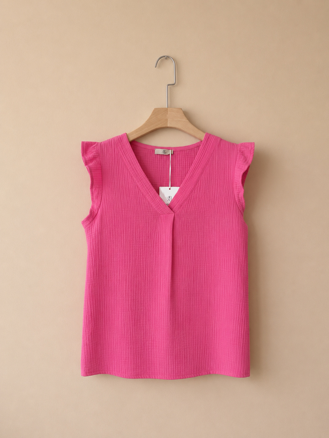 Grossista ROSYDAYS - Top in garza di cotone con scollo a V e volant