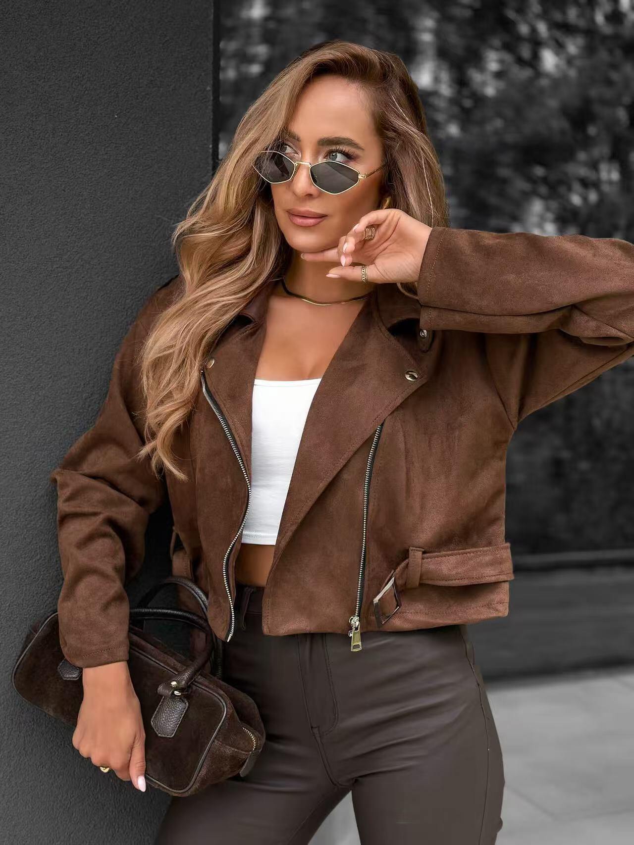 Grossista ROSYDAYS - Giacca Biker in Suede alla Moda