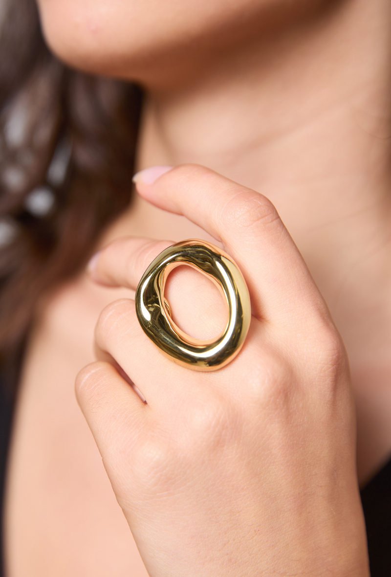 Mayorista Rouge Bonbons - Anillo elipse irregular ajustable en acero inoxidable