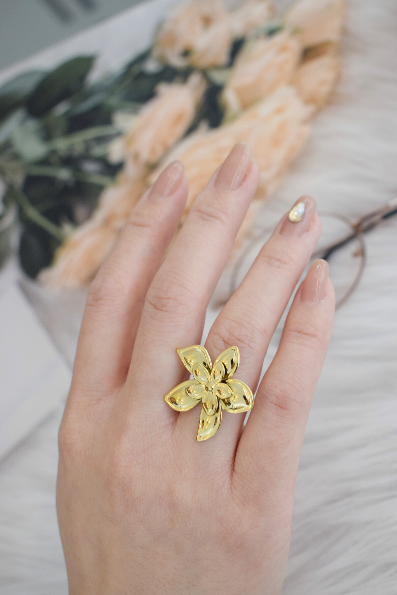 Wholesaler Rouge Bonbons - Stainless steel flower ring