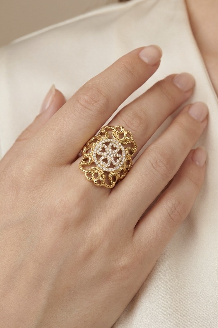 Mayorista Rouge Bonbons - Anillo de Flor de Acero Inoxidable
