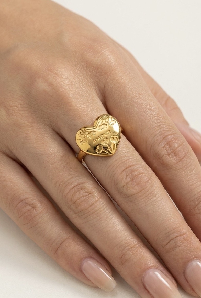 Mayorista Rouge Bonbons - Anillo Corazón Ajustable en Acero Inoxidable