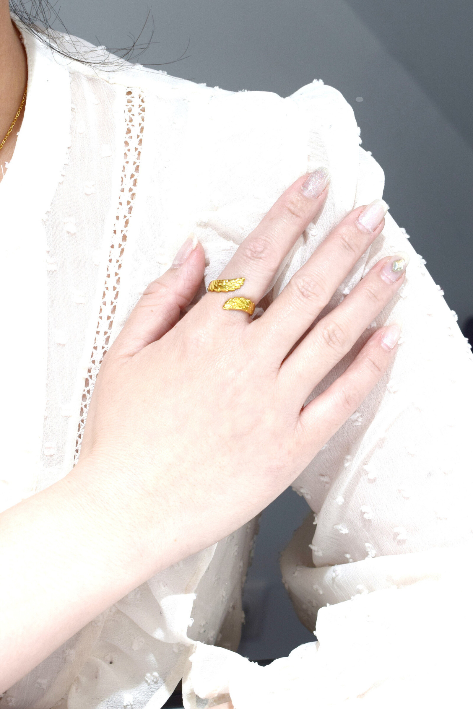 Wholesaler Rouge Bonbons - Adjustable stainless steel feather ring