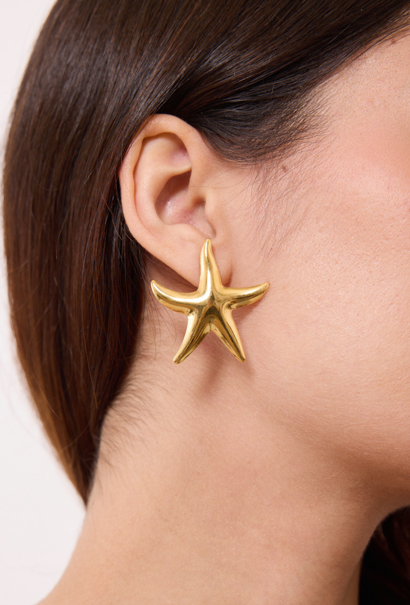 Grossiste Rouge Bonbons - BOUCLES D'OREILLES ETOILE DE MER EN ACIER