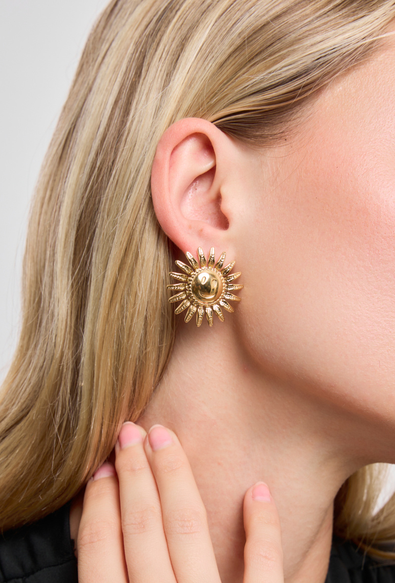 Mayorista Rouge Bonbons - Pendientes cara de sol de acero inoxidable
