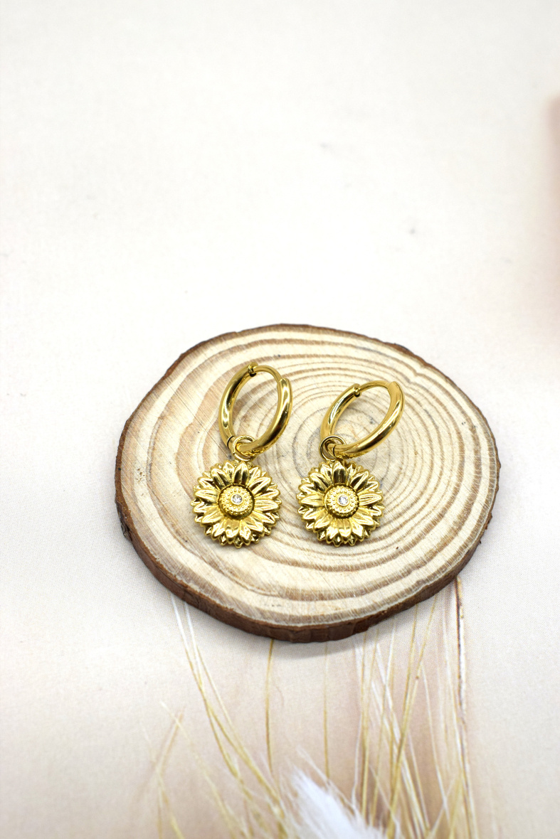 Mayorista Rouge Bonbons - Pendientes de girasol de acero inoxidable