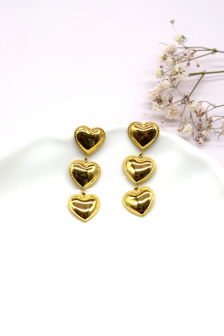 Mayorista Rouge Bonbons - Pendientes de corazón de acero inoxidable