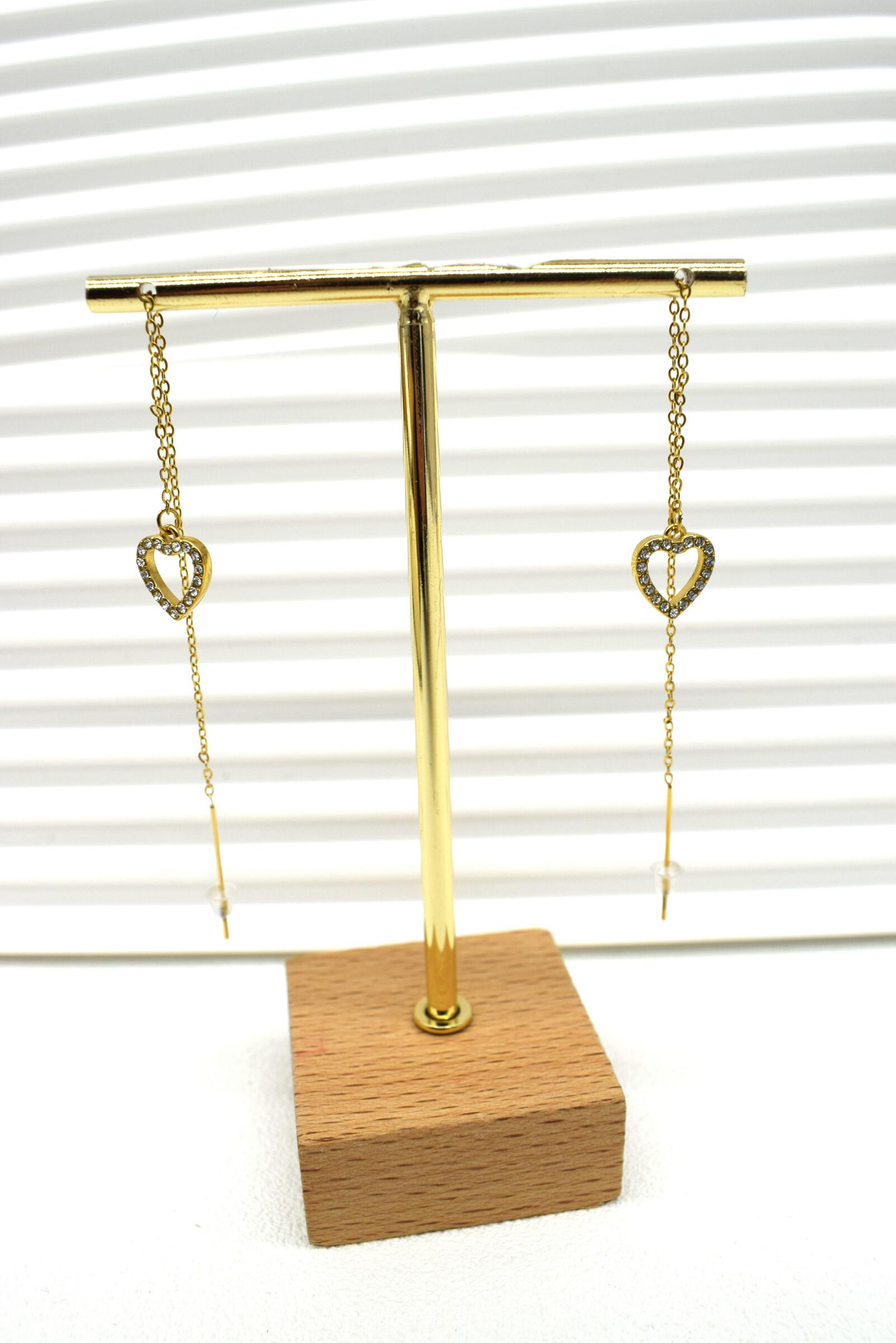 Wholesaler Rouge Bonbons - Chain earrings with stainless steel heart pendant