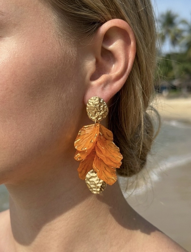 Mayorista Rouge Bonbons - PENDIENTES DE PÉTALOS DE ACERO INOXIDABLE