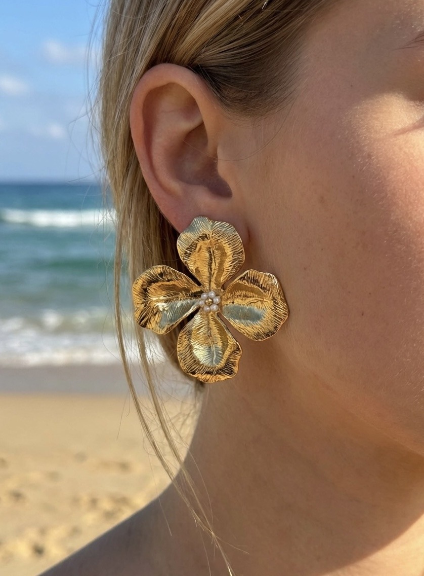 Mayorista Rouge Bonbons - Pendientes de Flor de Acero Inoxidable