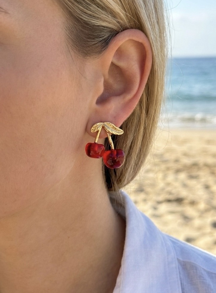 Grossista Rouge Bonbons - ORECCHINO CILIEGIA IN ACCIAIO INOSSIDABILE