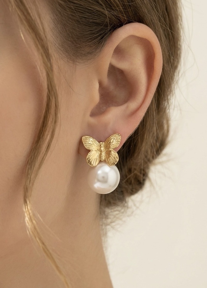 Mayorista Rouge Bonbons - PENDIENTES DE MARIPOSA DE ACERO INOXIDABLE