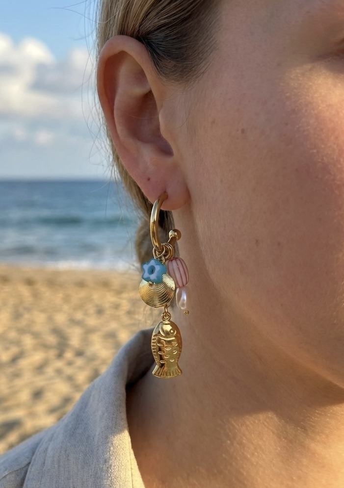 Mayorista Rouge Bonbons - PENDIENTES DE PEZ DE ACERO INOXIDABLE
