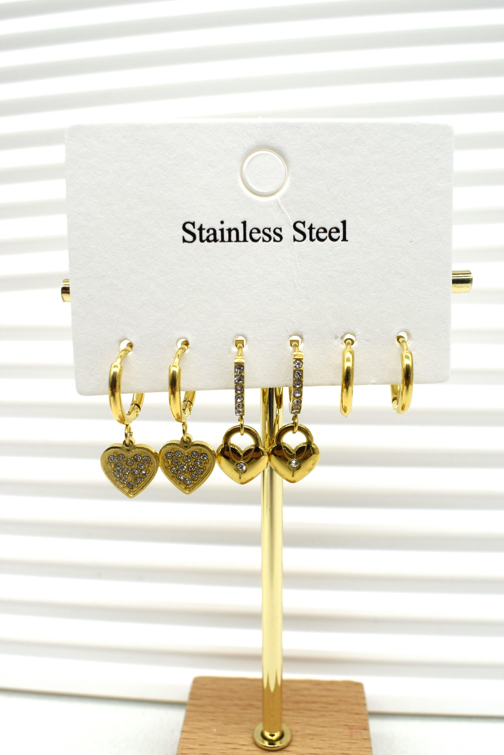 Wholesaler Rouge Bonbons - Heart earrings lots of the three stainless steel pairs