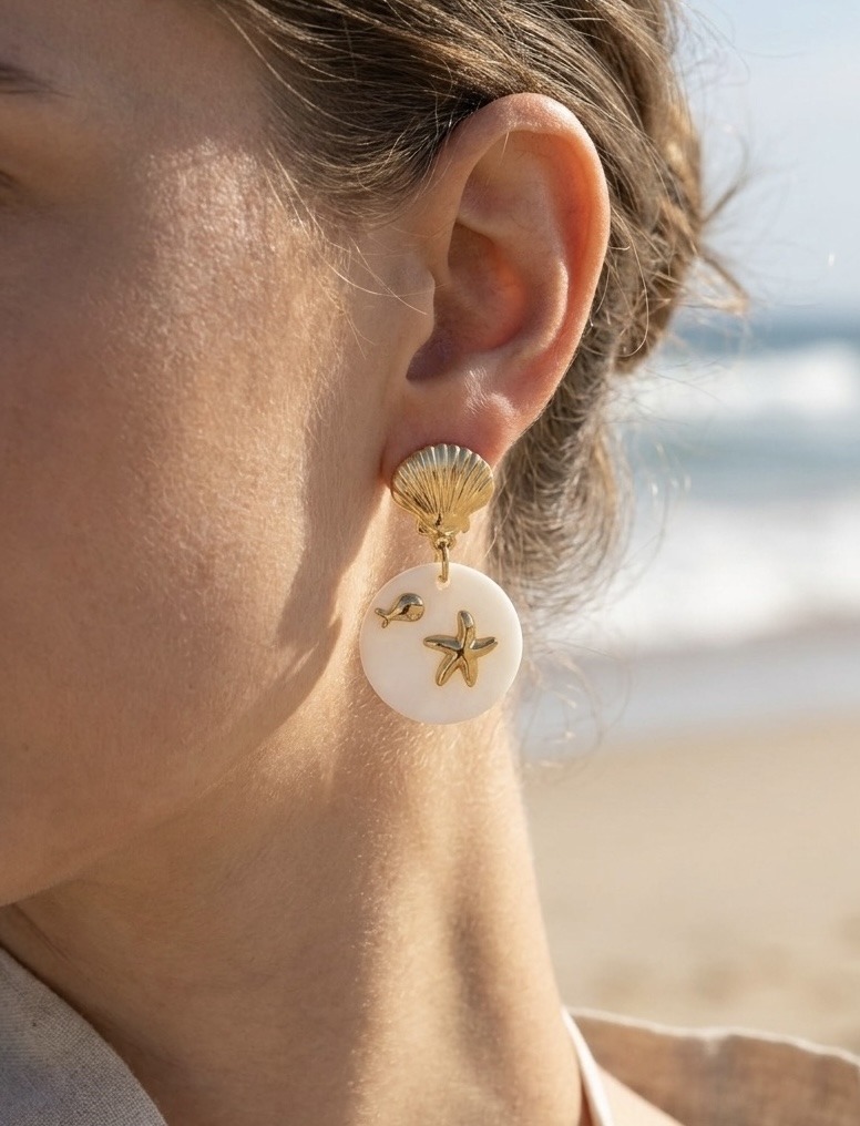 Mayorista Rouge Bonbons - Pendientes de Estrella de Mar y Pez de Acero Inoxidable