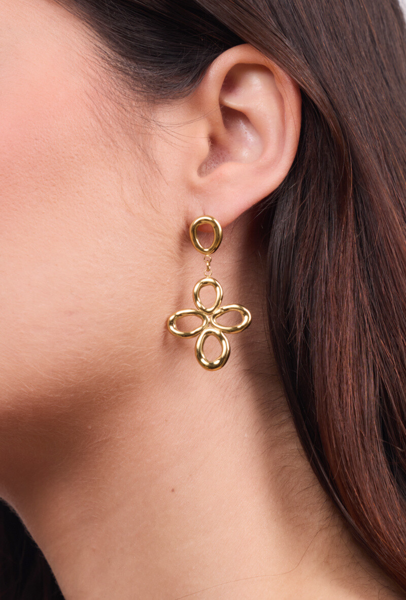 Mayorista Rouge Bonbons - Pendientes de flores de acero inoxidable