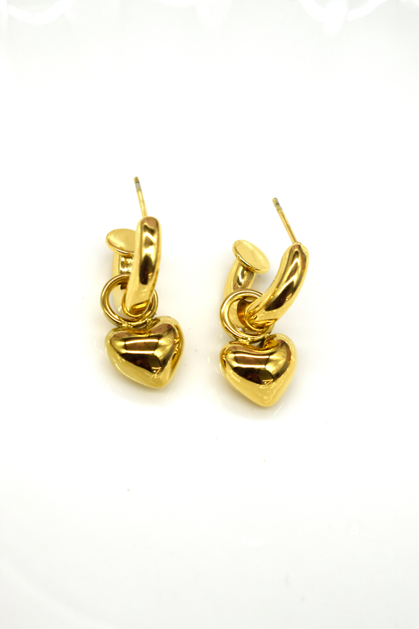 Grossiste Rouge Bonbons - Boucles d'oreilles coeur en acier inoxydable