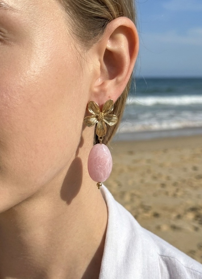 Grossista Rouge Bonbons - Orecchini a fiore in resina e acciaio inossidabile