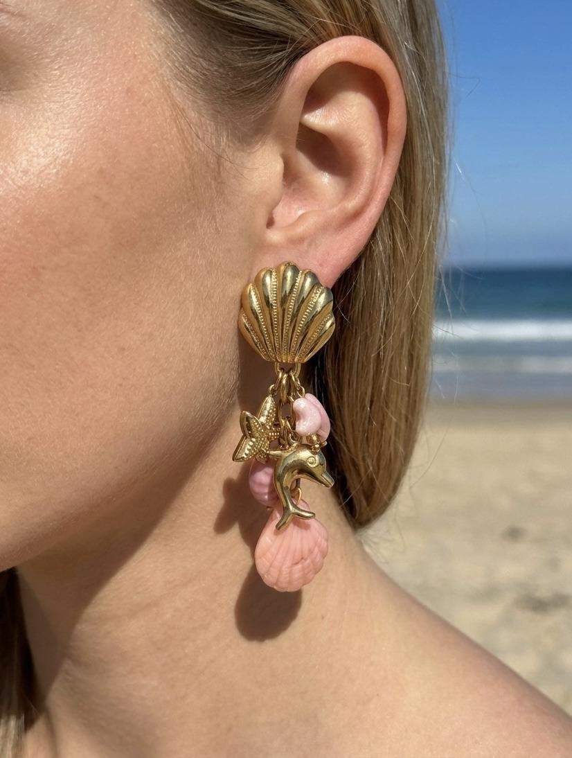 Mayorista Rouge Bonbons - PENDIENTES DE MARISCOS DE ACERO INOXIDABLE
