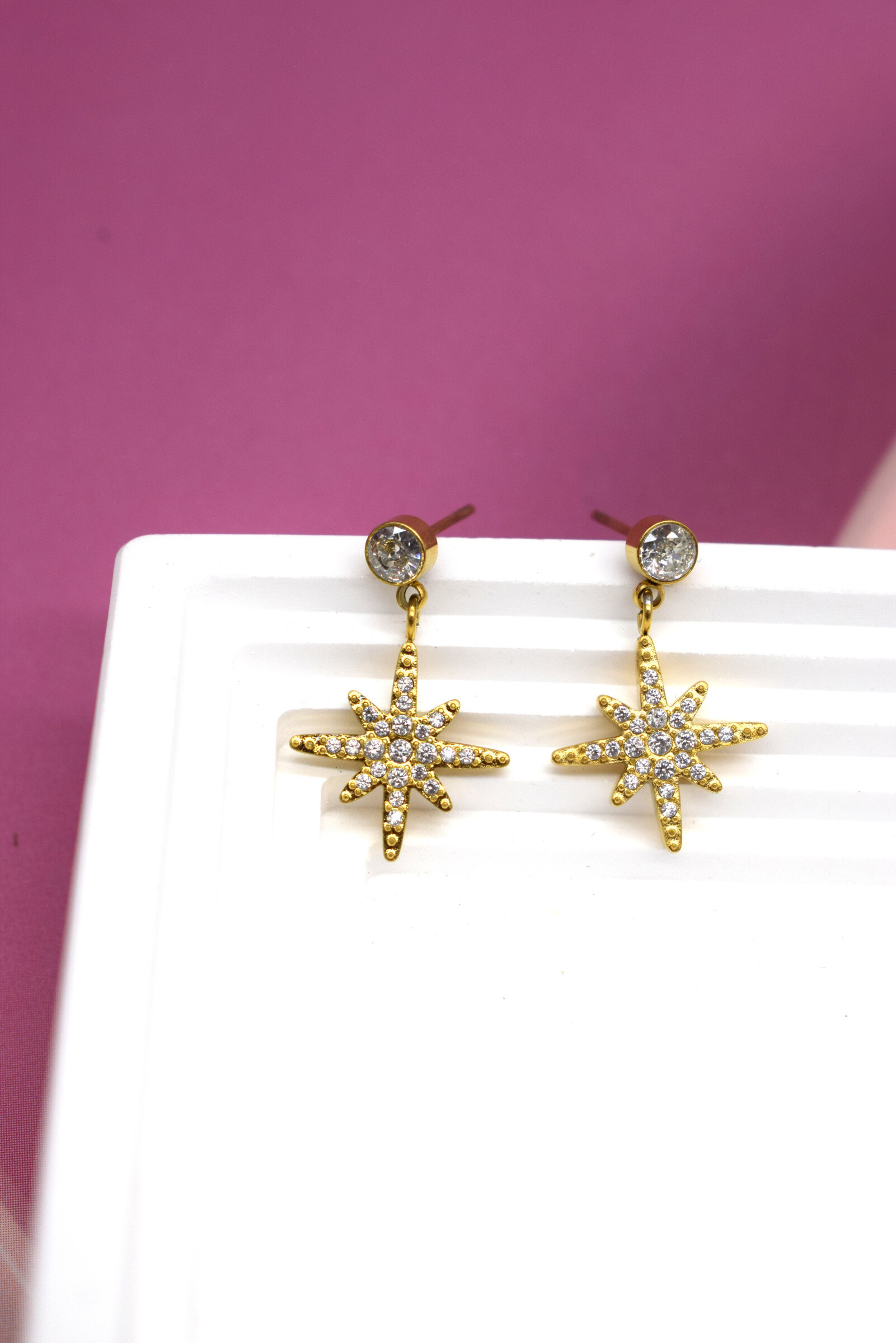 Mayorista Rouge Bonbons - Pendientes de estrellas de acero inoxidable