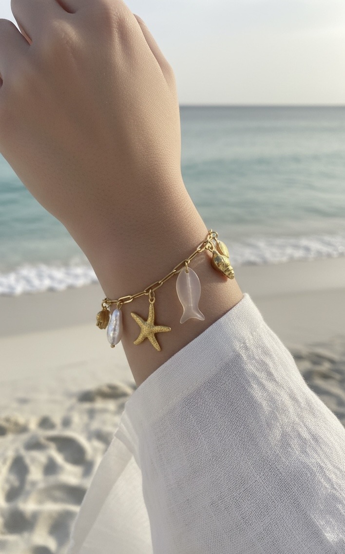 Grossista Rouge Bonbons - Bracciale con Ciondoli in Acciaio Inossidabile