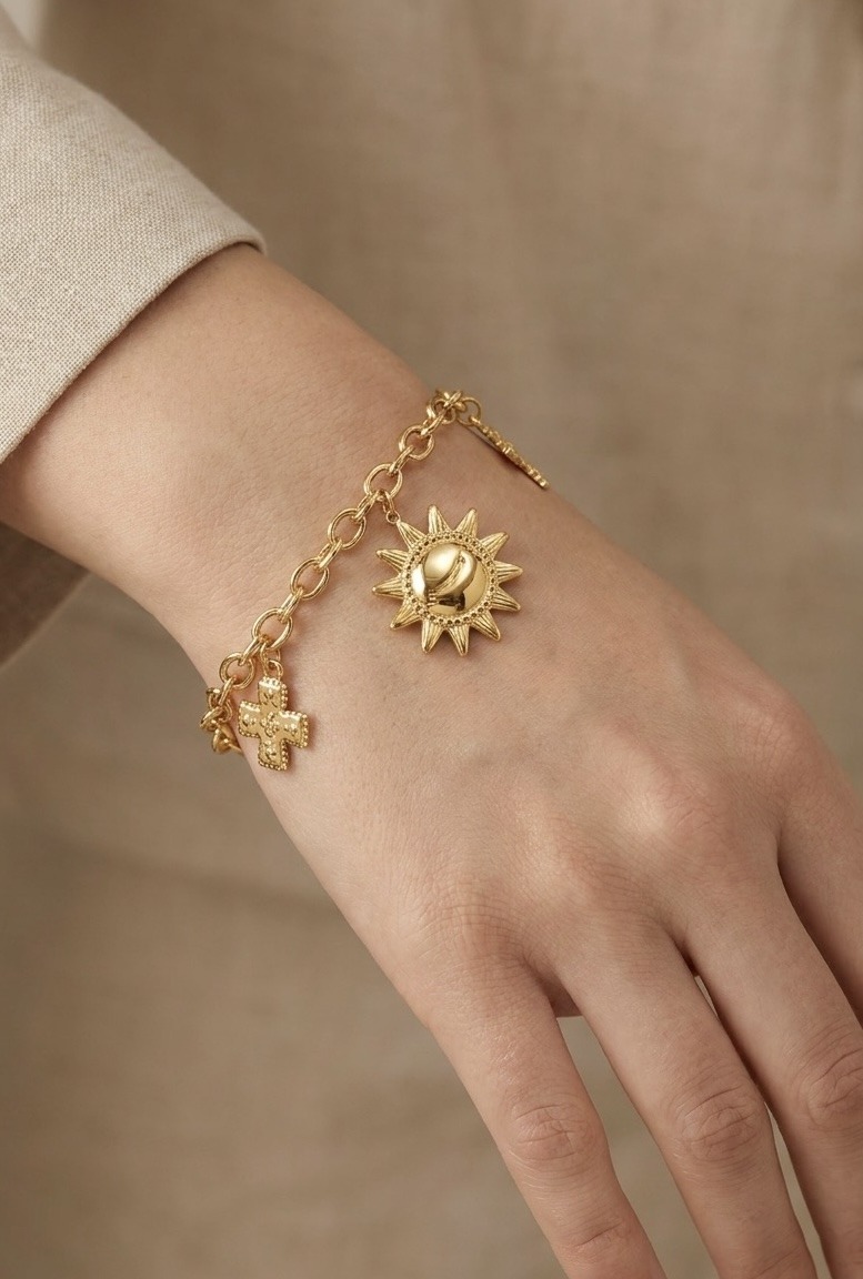 Grossista Rouge Bonbons - BRACCIALE CON CIONDOLI IN ACCIAIO INOX
