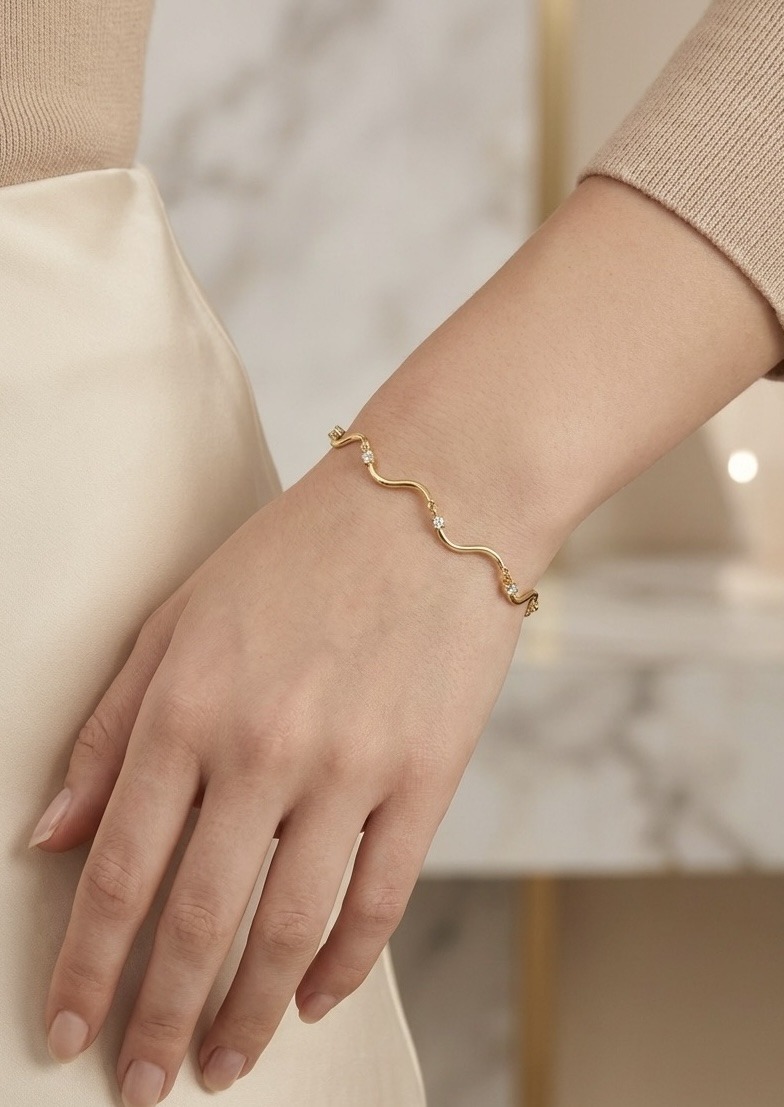 Grossista Rouge Bonbons - BRACCIALE ONDULATO IN ACCIAIO INOSSIDABILE